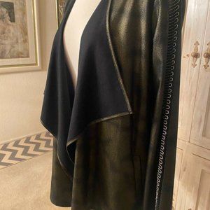 NEW RARE Joseph Ribkoff Green Black Faux Microsuede Open Front Jacket 8 $329